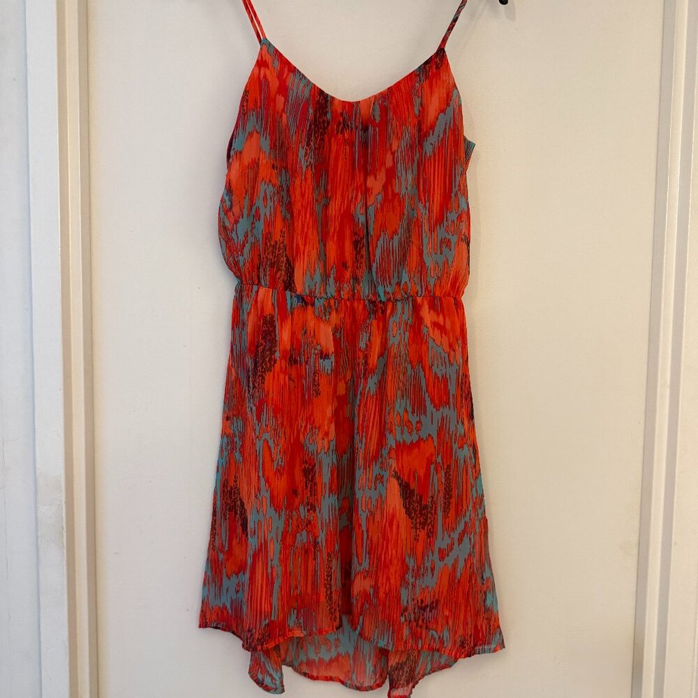 Collective Concept Orange Blue Print Strappy Dress - Size Medium